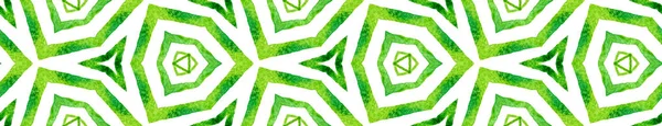 Green kaleidoscope Seamless Border Scroll. Geometr — Stock Photo, Image