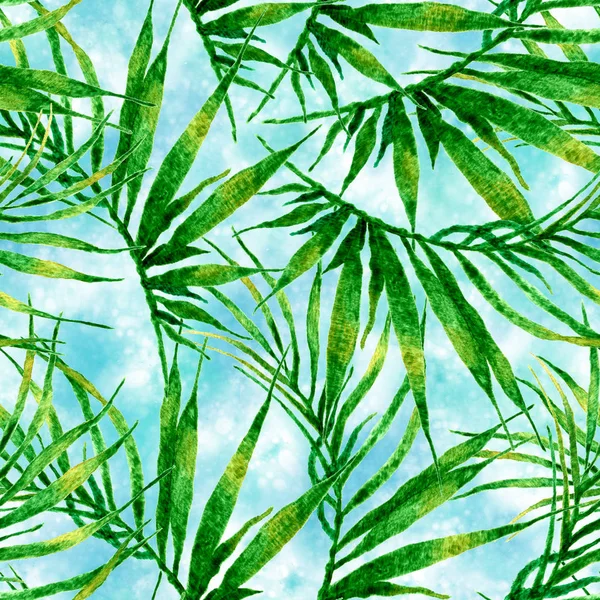 Tropical seamless pattern. Watercolor chaotic palm — Stock Photo, Image