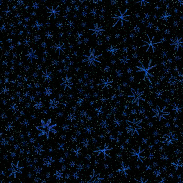 Hand Drawn blue Snowflakes Christmas Seamless Patt — Stock Photo, Image