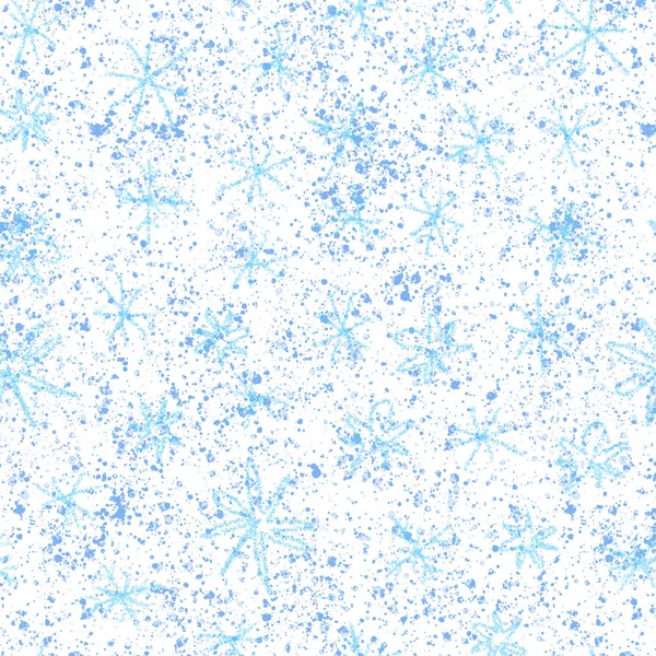 Kézzel rajzolt kék hópehely Karácsony zökkenőmentes Patt — Stock Fotó