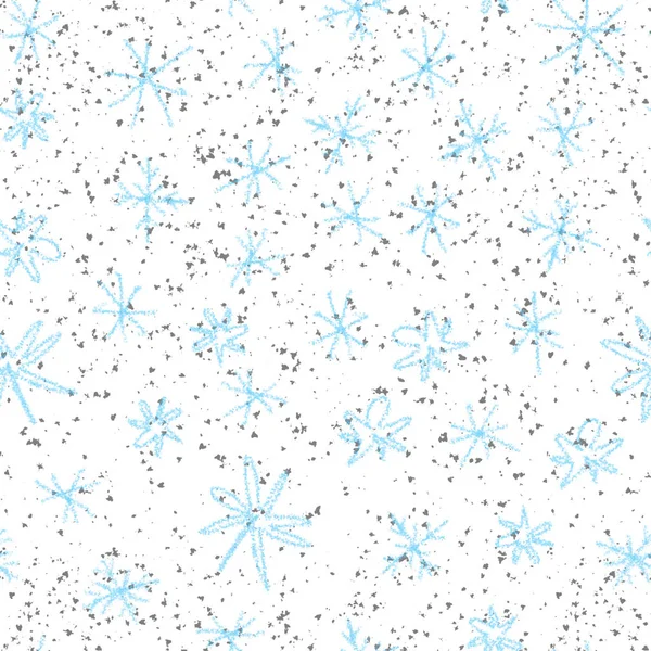 Copos de nieve azules dibujados a mano Christmas Seamless Patt —  Fotos de Stock