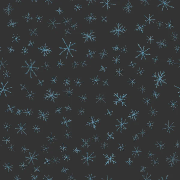 Copos de nieve azules dibujados a mano Christmas Seamless Patt — Foto de Stock