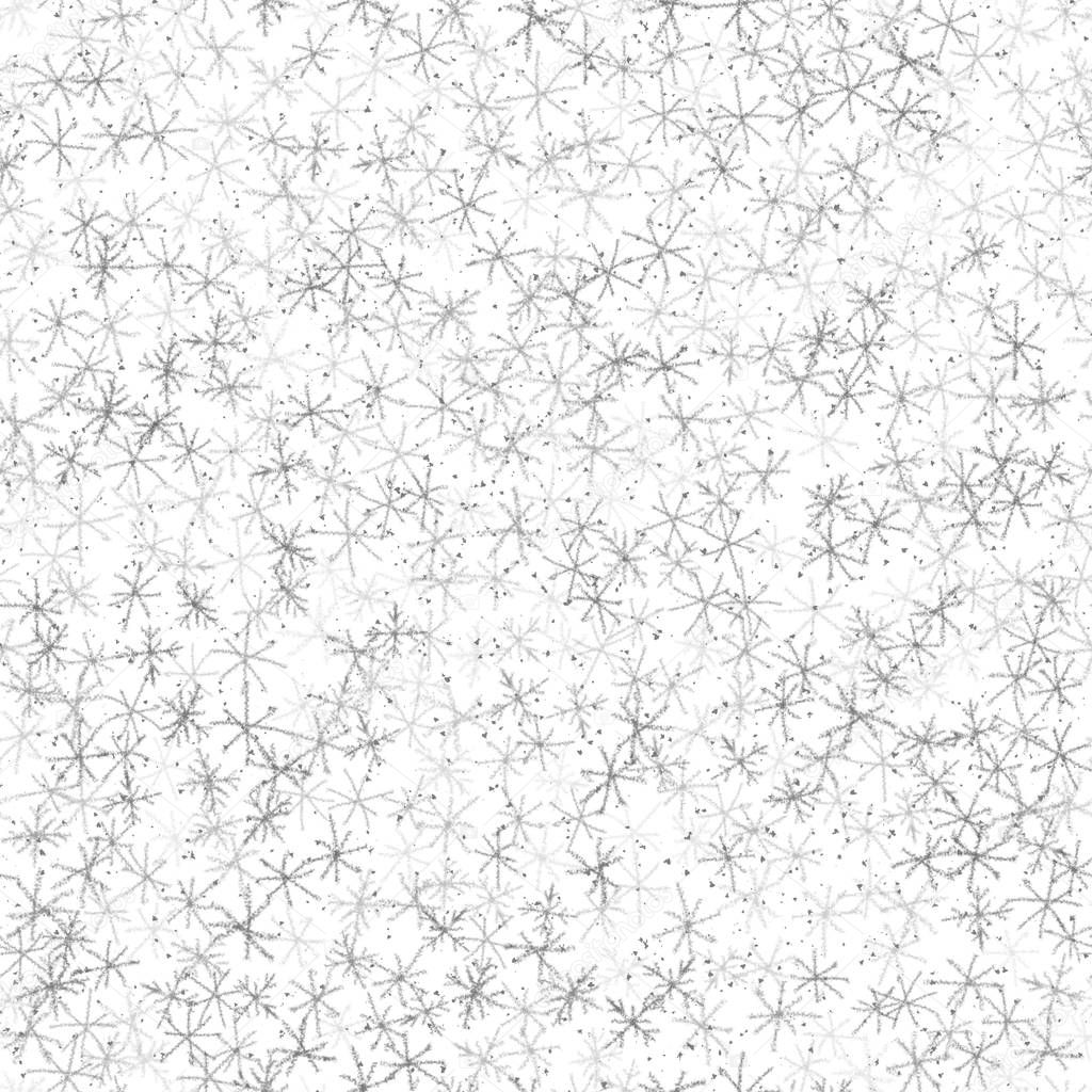 Hand Drawn grey Snowflakes Christmas Seamless Patt