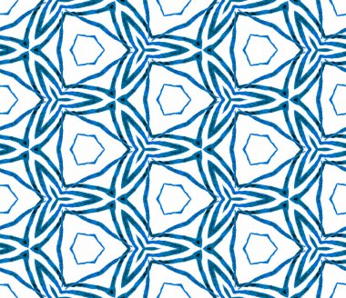 Mavi handdrawn sorunsuz desen. Elle çizilmiş waterc