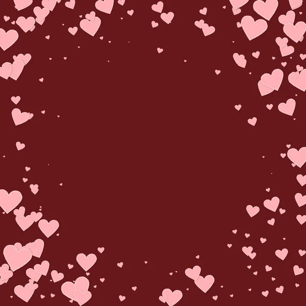 Pembe kalp aşk confettis. Sevgililer günü vignett — Stok Vektör