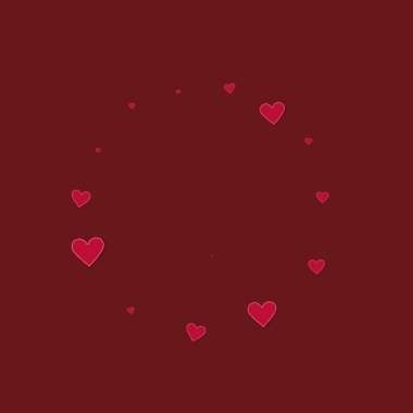 Kırmızı kalp konfetileri sever. Sevgililer Günü aralığı