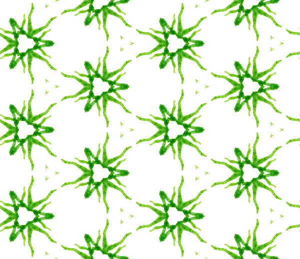 绿色几何叶子无缝图案。手德拉 — 图库照片