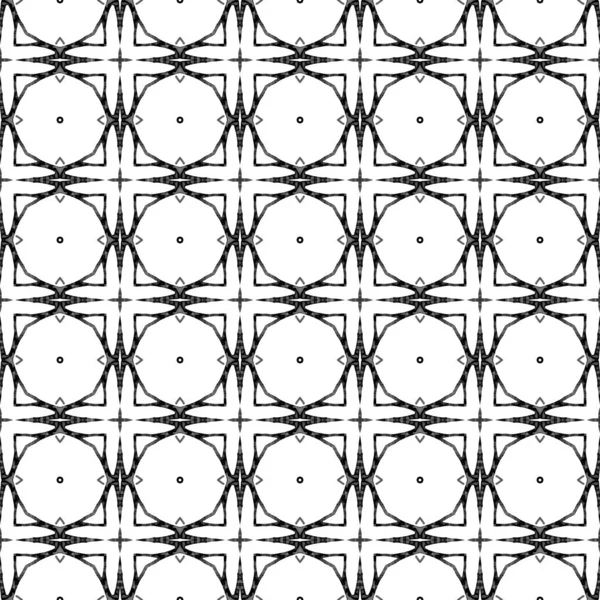 Black and white geometric seamless pattern. Hand d — Stock Photo, Image