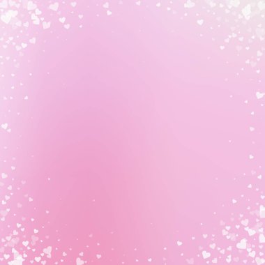 Beyaz kalp konfetileri sever. Sevgililer günü vignet