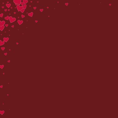 Kırmızı kalp aşk confettis. Sevgililer günü köşe o