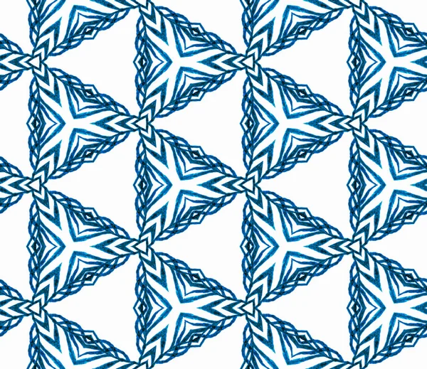 Синий треугольный бесшовный рисунок. Ручная вода — стоковое фото