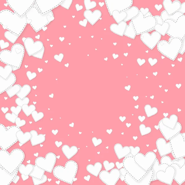 El corazón blanco ama los confettis. Vignet del día de San Valentín — Archivo Imágenes Vectoriales