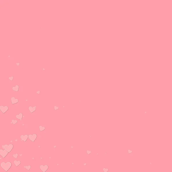 Rosa hjärta kärlek konfettis. Alla hjärtans dag hörn — Stock vektor