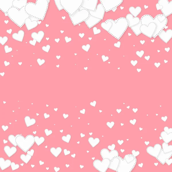 El corazón blanco ama los confettis. El día de San Valentín cae — Vector de stock