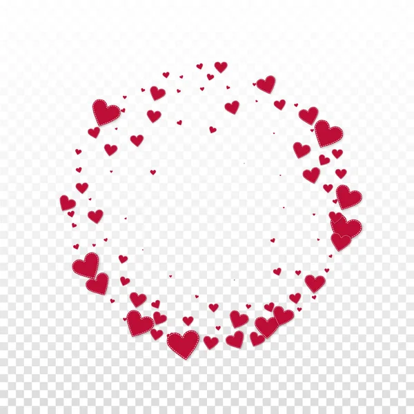 Kırmızı kalp konfetileri sever. Sevgililer Günü çerçevesi