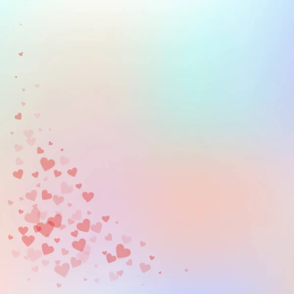 Rood hart liefde confettis. Aftelkalender voor Valentijnsdag hoek o — Stockvector