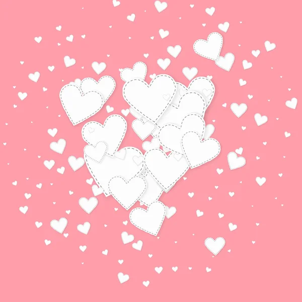 Weiße Herzen lieben Konfettis. Valentinstag explodiert — Stockvektor
