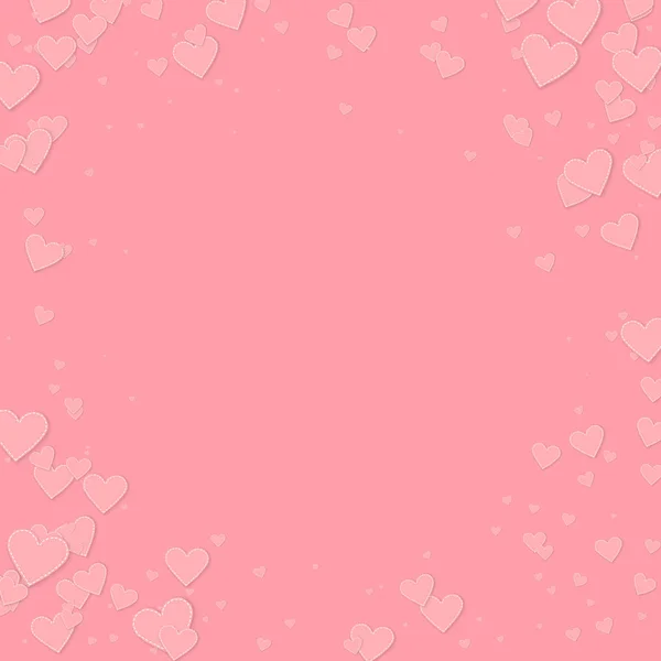 Pembe kalp aşk confettis. Sevgililer günü vignett — Stok Vektör