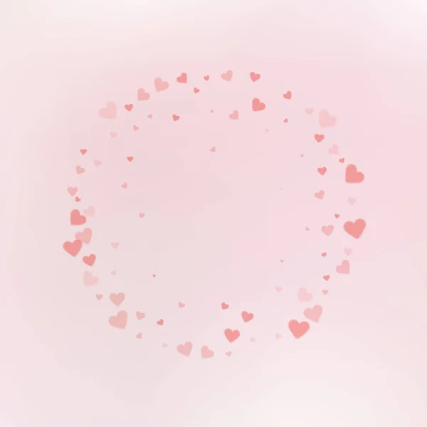 Red heart love confettis. Valentine's day frame ex — Stock Vector