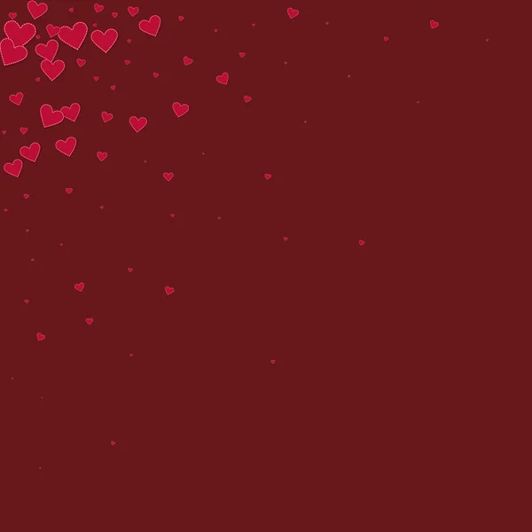 Rött hjärta älskar konfettis. Alla hjärtans dag hörn en — Stock vektor