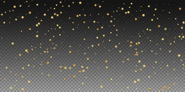 Estrelas de ouro luxo espumante confete aleatório. Dispersão —  Vetores de Stock