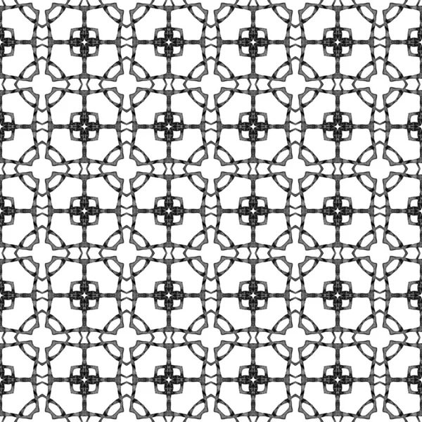 Black and white geometric seamless pattern. Hand d — Stock Photo, Image