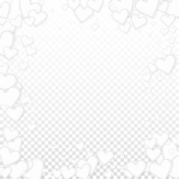 Bílá srdce lásku confettis. Den svatého Valentýna rámec — Stockový vektor