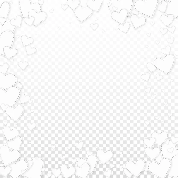 Witte hart liefde confettis. Aftelkalender voor Valentijnsdag frame — Stockvector