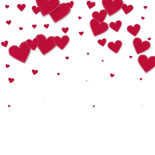 El corazón rojo ama los confettis. Día de San Valentín caída — Vector de stock