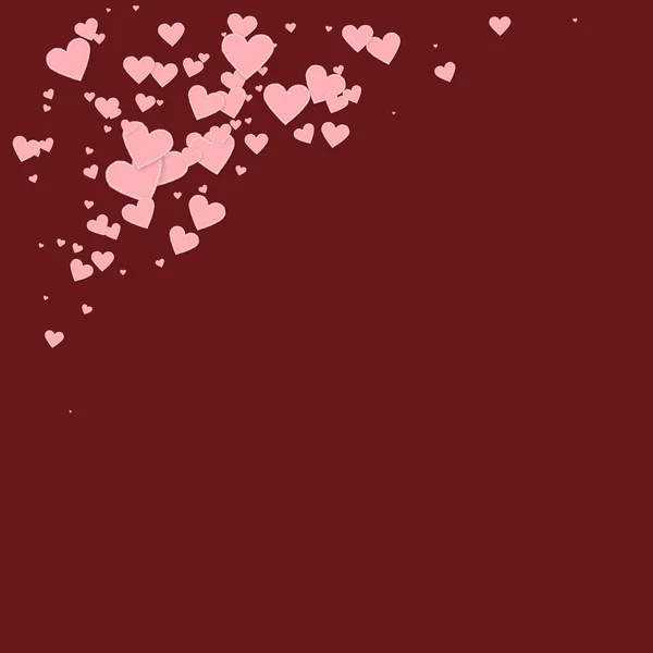 Pink heart love confettis. Valentine's day corner — Stock Vector