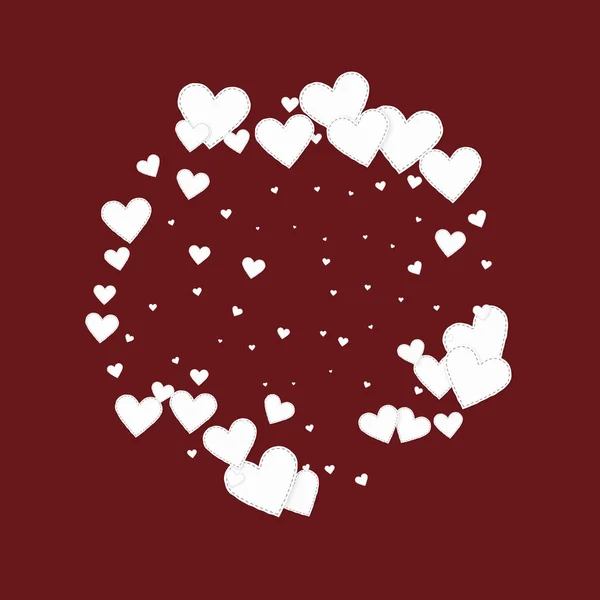 하얀 마음 사랑 confettis입니다. 발렌타인의 날 프레임 — 스톡 벡터