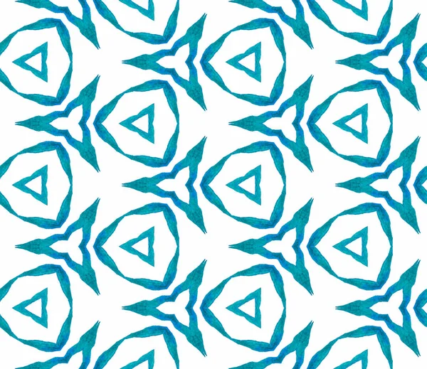 青い幾何学的な葉のシームレスなパターン。手描き — ストック写真