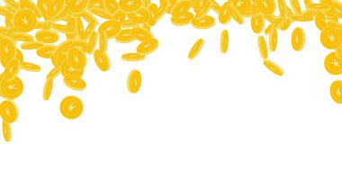 Çin Yuan paraları düşüyor. Dağıtılmış büyük CNY madeni parası