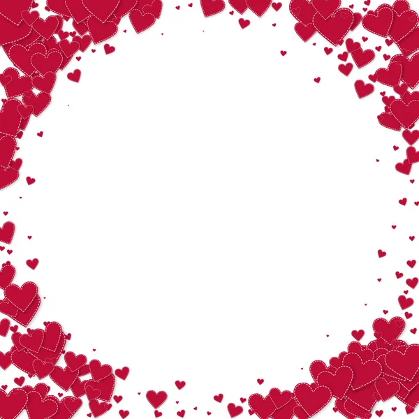 Red heart love confettis. Valentine's day vignette — Stock Vector