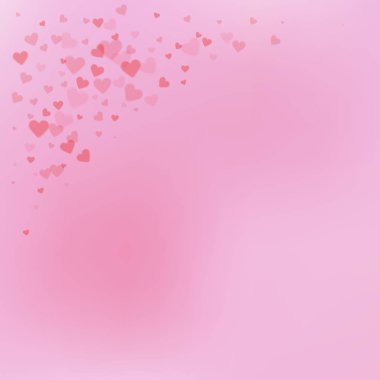 Kırmızı kalp aşk confettis. Sevgililer günü köşe c