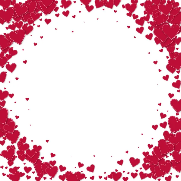 Red heart love confettis. Valentine's day vignette — Stock Vector