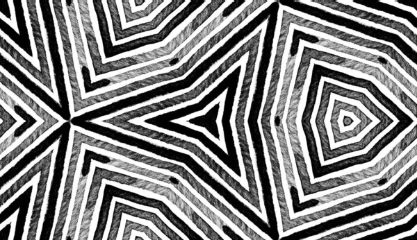 Dunkles Schwarz-Weiß Geometrisches Aquarell. Anständig — Stockfoto