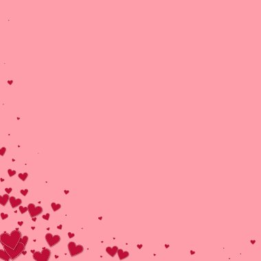 Kırmızı kalp aşk confettis. Sevgililer günü köşe c