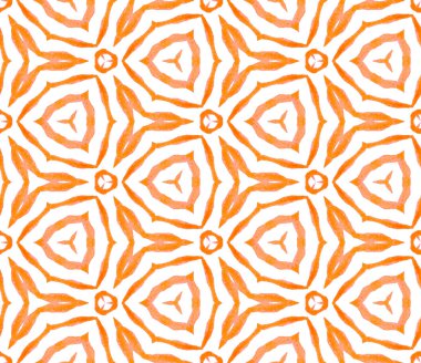 Turuncu geometrik yeşillik dikişsiz desen. El dr