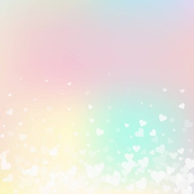 Beyaz kalp konfetileri sever. Sevgililer Günü Gradie