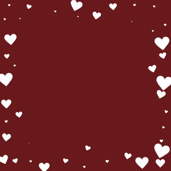 Λευκή καρδιά αγάπη confettis. Ημέρα του Αγίου Βαλεντίνου καρέ — Διανυσματικό Αρχείο
