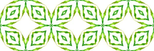 Etnische hand geschilderd groen patroon. Waterverf — Stockfoto