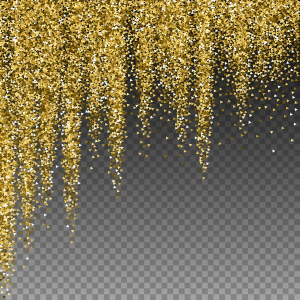 Χρυσά τρίγωνα glitter πολυτέλεια αφρώδη κομφετί. — Διανυσματικό Αρχείο