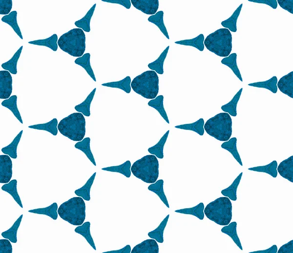 Patrón sin costura de geometría de resorte azul. Dibujado a mano — Foto de Stock