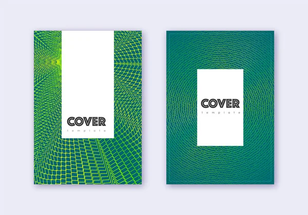 Hipster cover design template set. Green abstract — Stock Vector