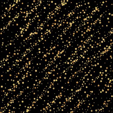 Altın yıldızlı, ışıl ışıl konfeti. Dağınık zm