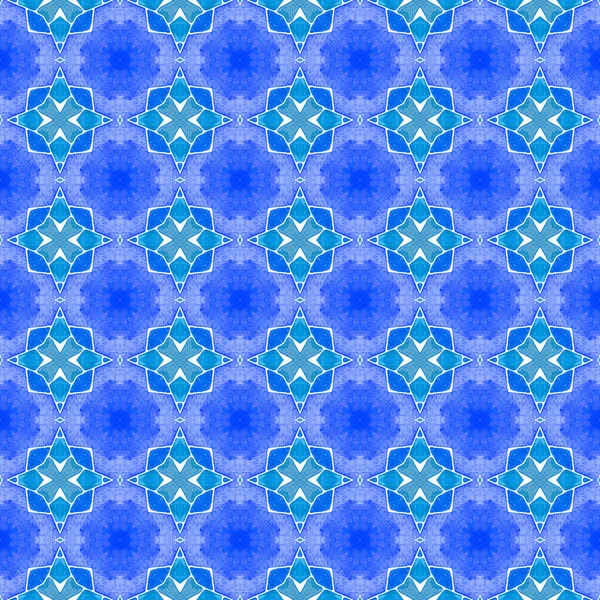 Aquarell Medaillon nahtlose Bordüre. Blaue Gemütlichkeit — Stockfoto