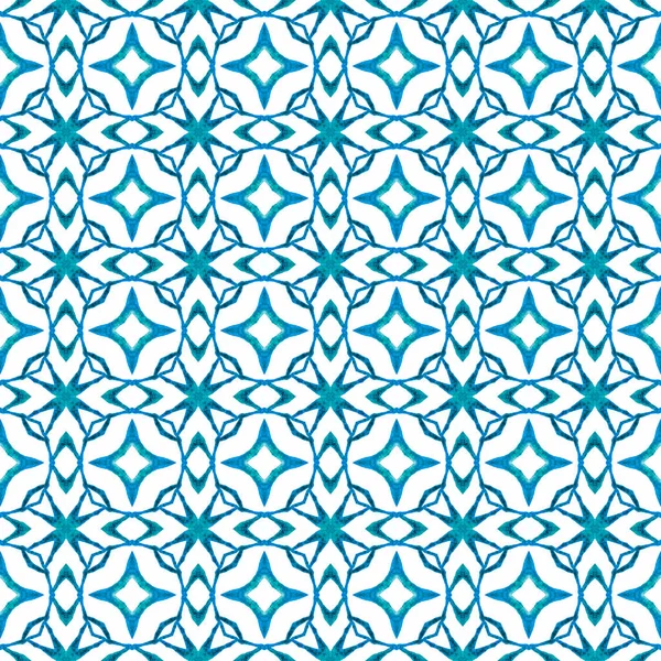 阿拉伯手绘图案。蓝色令人印象深刻的boho — 图库照片