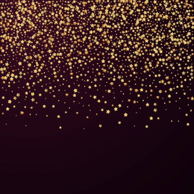 Altın yıldızlı, ışıl ışıl konfeti. Dağınık zm