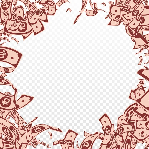 Russian ruble notes falling. Messy RUB bills on tr — Stock Vector